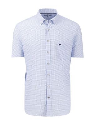 Fynch Hatton Overhemd lichtblauw geruit Fynch Hatton button down boord