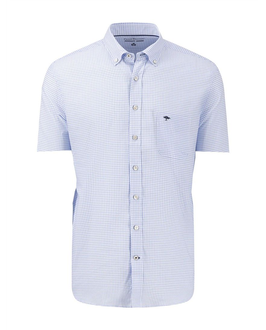 Overhemd lichtblauw geruit Fynch Hatton button down boord