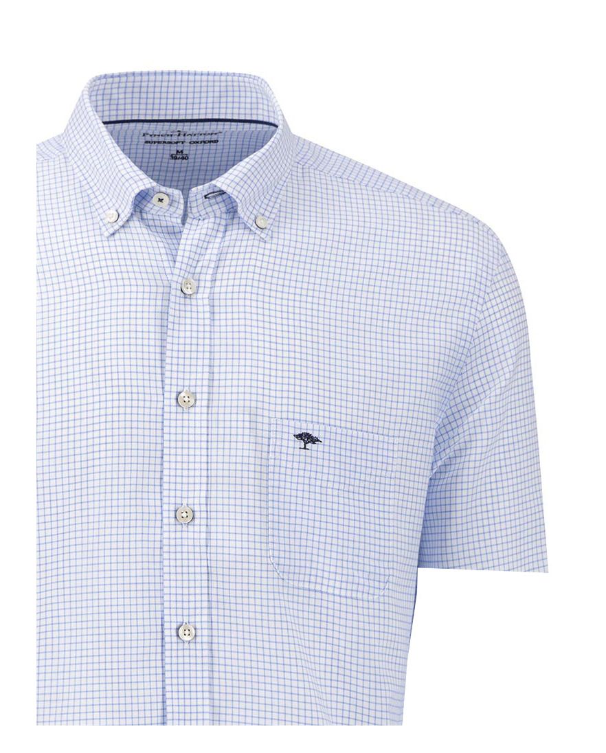 Overhemd lichtblauw geruit Fynch Hatton button down boord