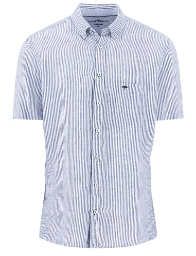 Fynch Hatton Overhemd Fynch Hatton korte mouw gestreept blauw