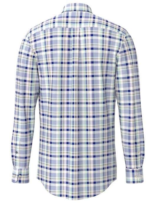 Fynch Hatton overhemd blauw geruit button down boord