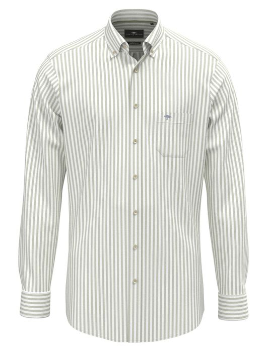 Fynch Hatton overhemd groen gestreept met borstzak