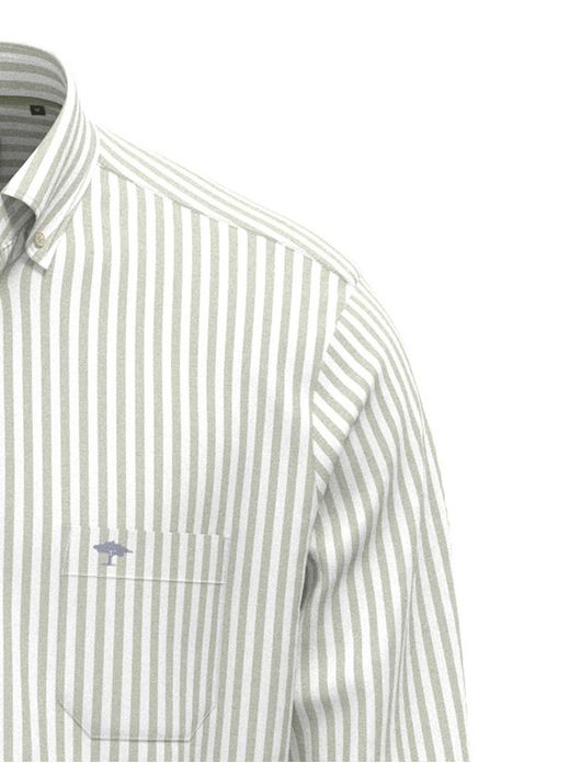 Fynch Hatton overhemd groen gestreept met borstzak