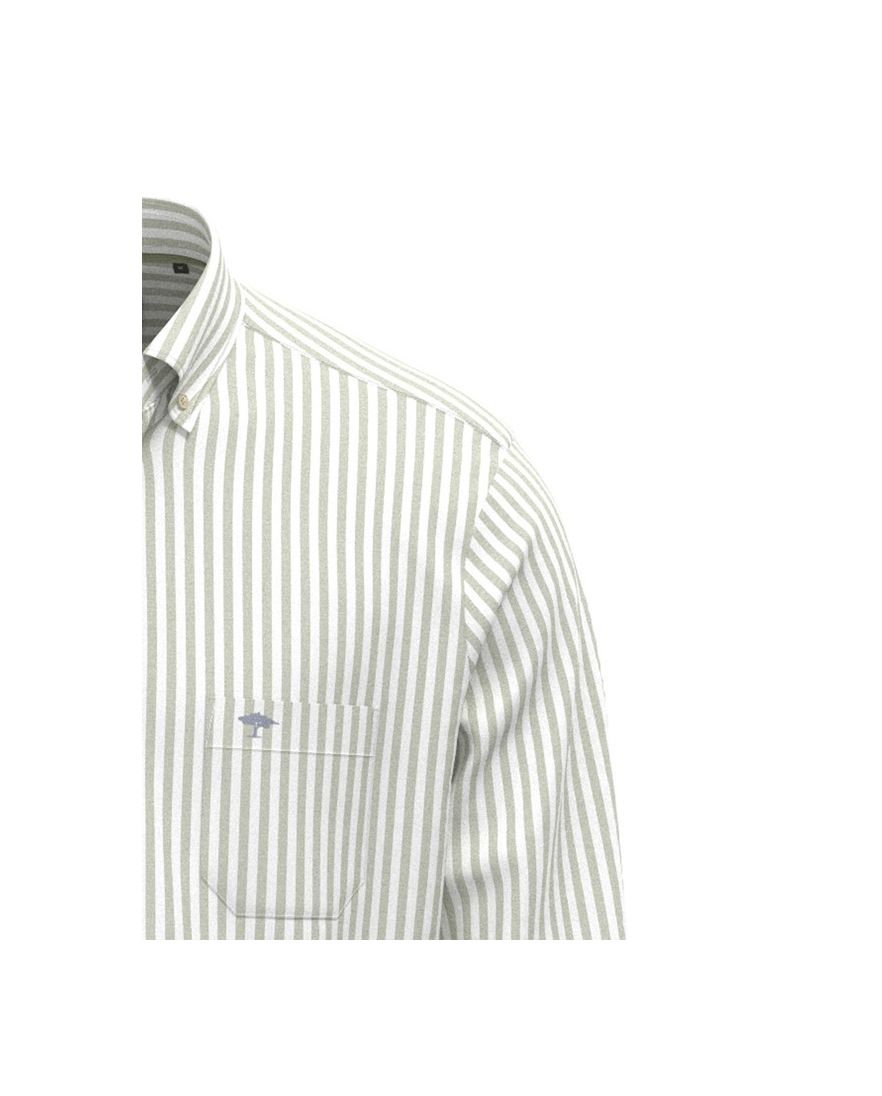 Groen streepjes overhemd Fynch Hatton button down boord
