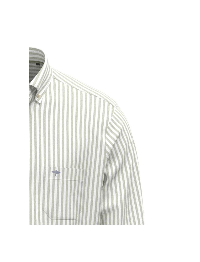 Overhemd Fynch Hatton groen gestreept normale fit