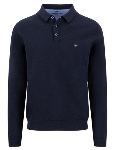 Fynch Hatton Fynch Hatton navy polo lange mouw premium katoen