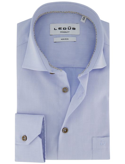 Lichtblauw Ledub overhemd Modern Fit wide spread