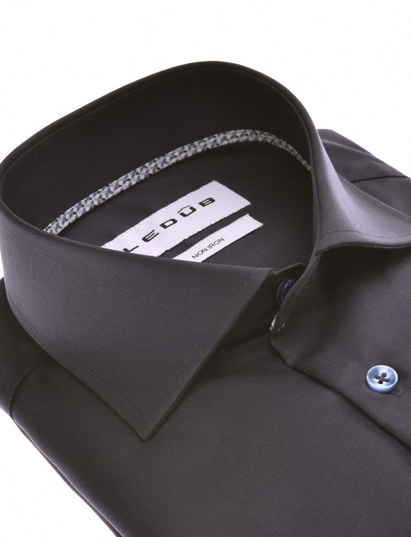 Overhemd donkerblauw Ledub Modern fit katoen wide spread