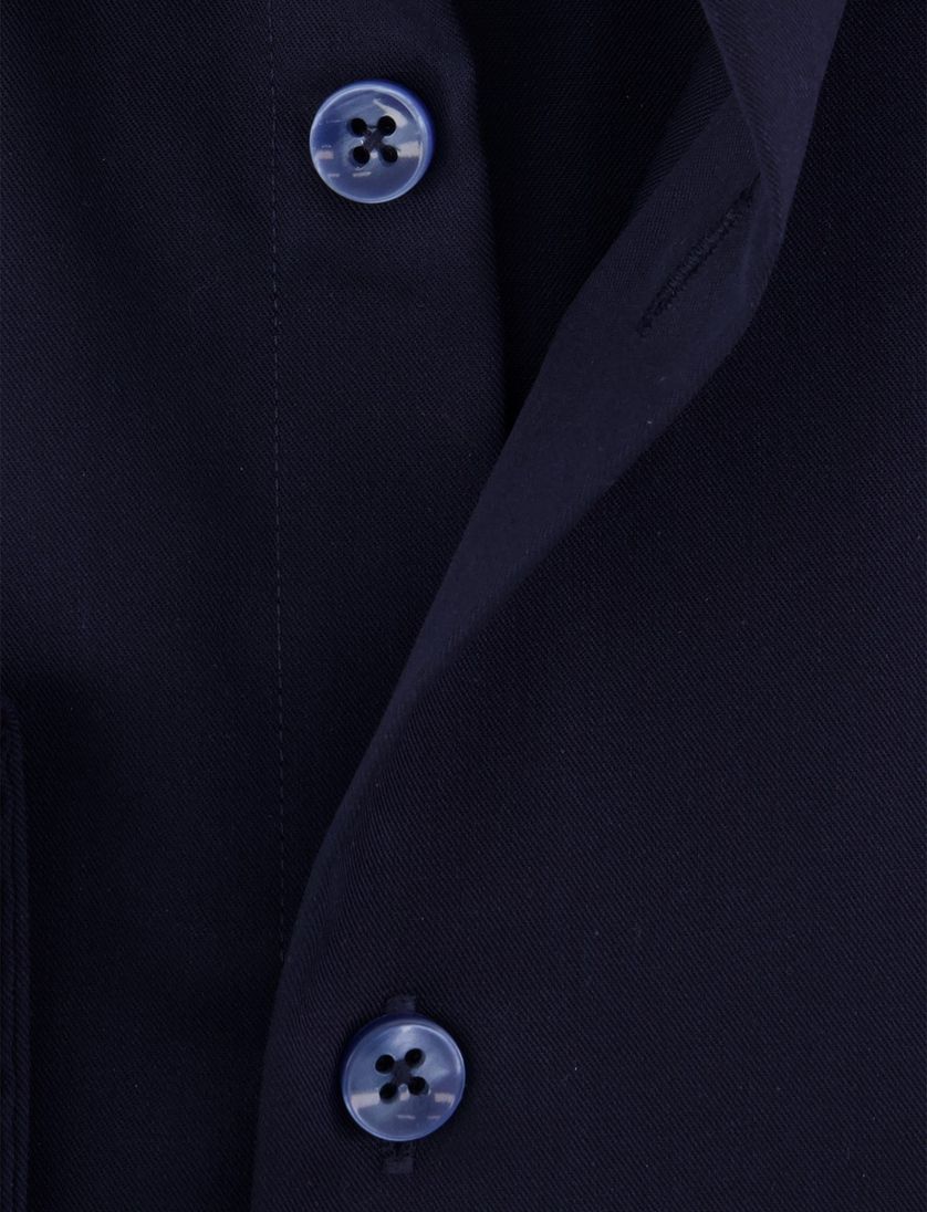 Overhemd donkerblauw Ledub Modern fit katoen wide spread