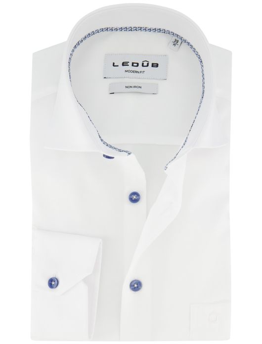 Wit Ledub overhemd Modern Fit wide spread