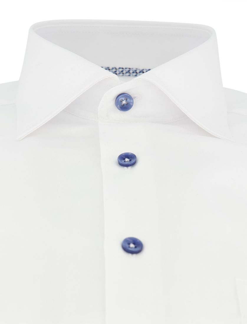 Overhemd wit Ledub Modern fit katoen wide spread