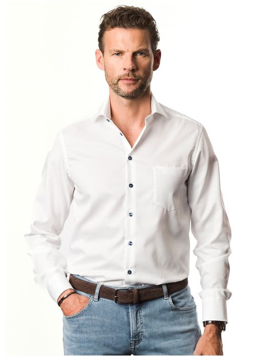 Wit Ledub overhemd Modern Fit wide spread