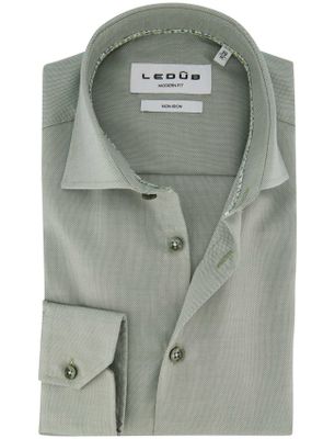 Ledub Ledub Modern Fit overhemd groen effen katoen wide spread