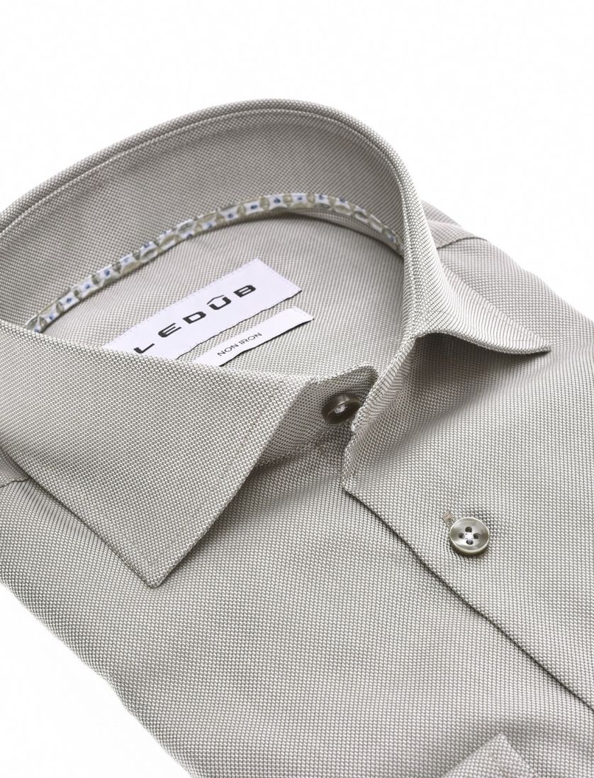 Overhemd groen Ledub Modern fit katoen effen groene knoop