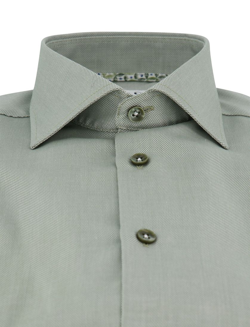 Overhemd groen Ledub Modern fit katoen effen groene knoop
