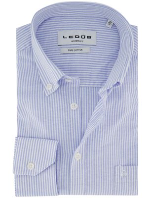 Ledub Ledub Modern Fit overhemd lichtblauw gestreept katoen button down
