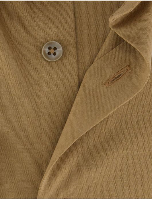 Ledub slim fit overhemd bruin cutaway boord jersey