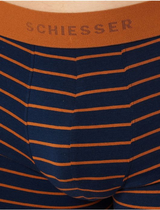 Schiesser boxershorts donkerblauw 3 pack oranje