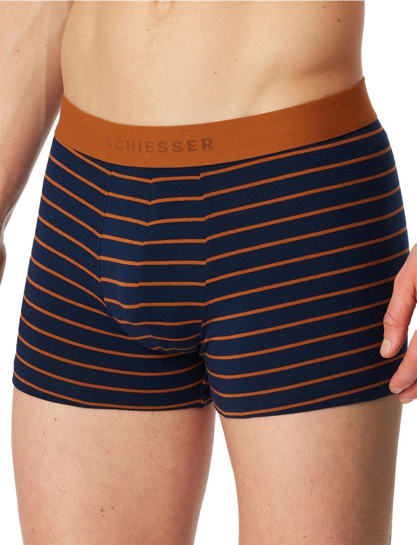 3-pack boxershorts Schiesser donkerblauw en oranje normale fit