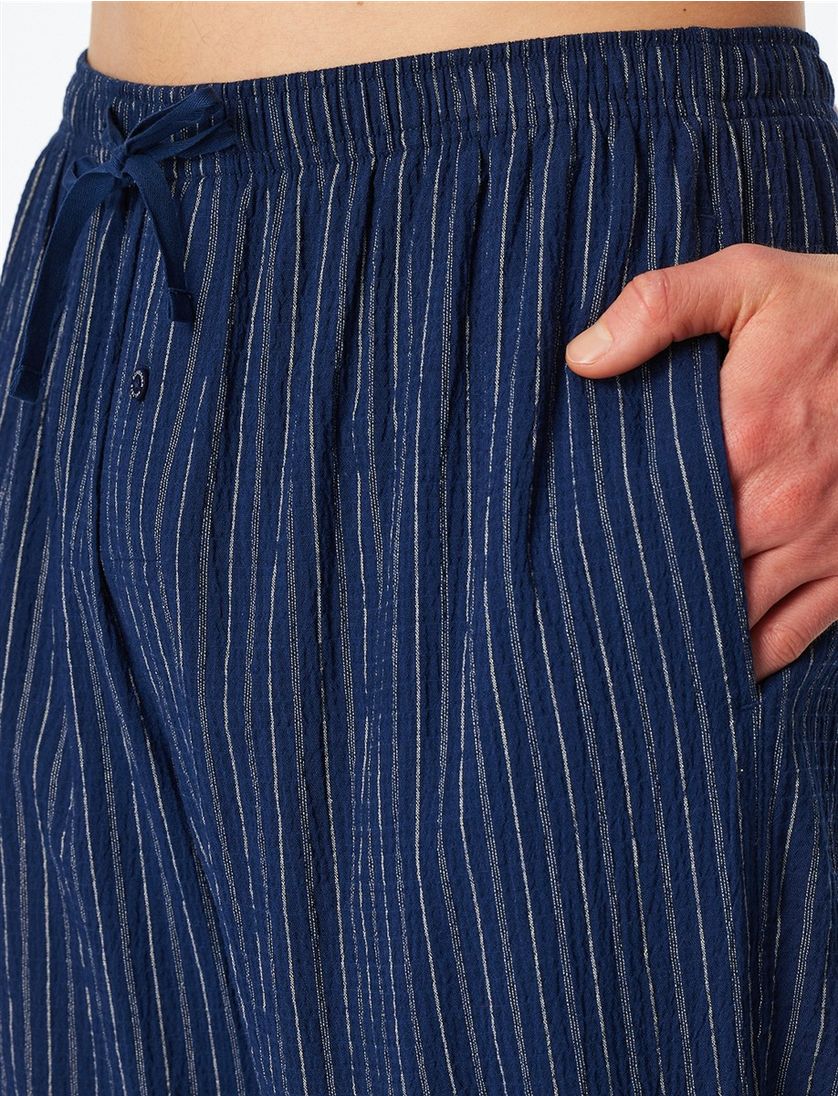 pyjamabroek met koord Schiesser blauw gestreept normale fit
