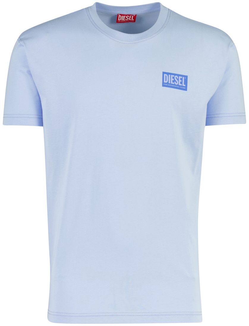 T-shirt Diesel lichtblauw normale fit ronde hals