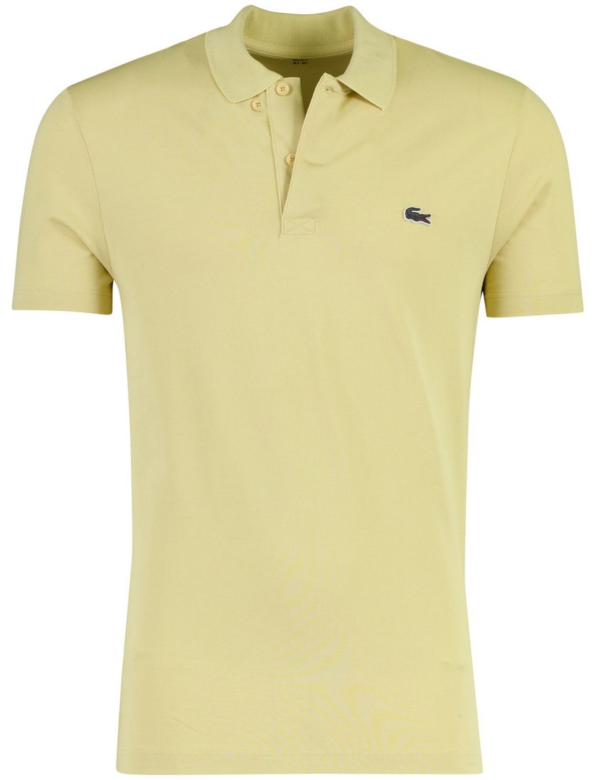 Poloshirt korte mouw Lacoste geel normale fit 2 knoopjes
