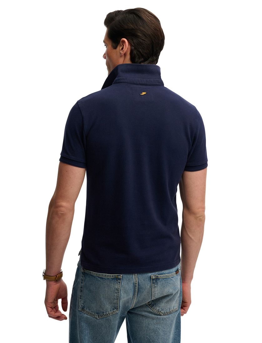 Korte mouw poloshirt Superdry donkerblauw katoen