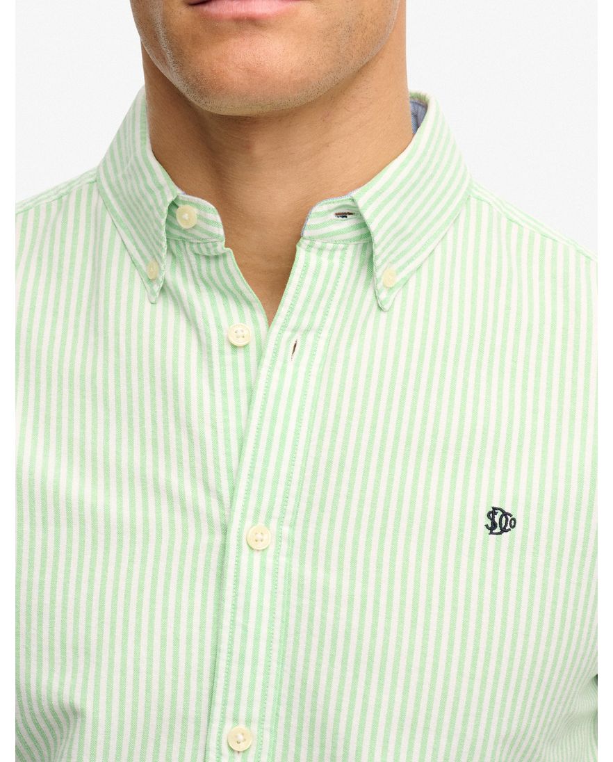 Groen overhemd gestreept wit slim fit Superdry