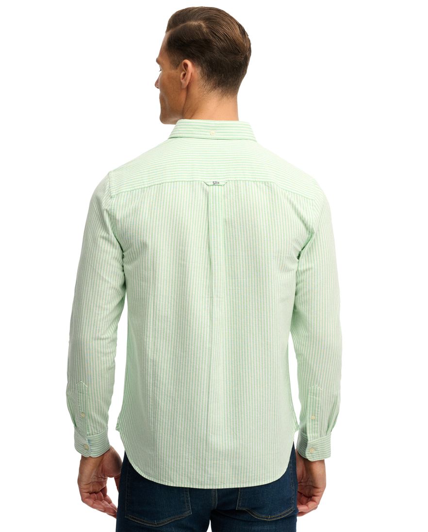 Groen overhemd gestreept wit slim fit Superdry