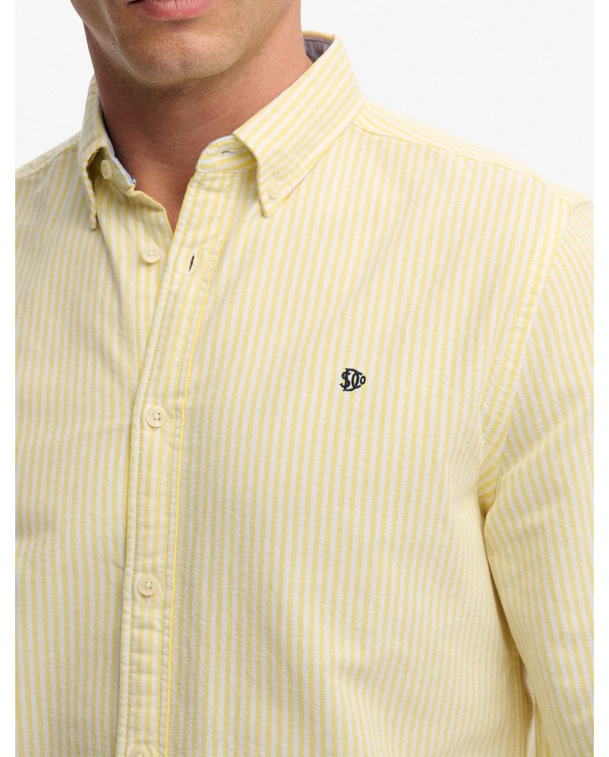 Geel overhemd gestreept slim fit Superdry