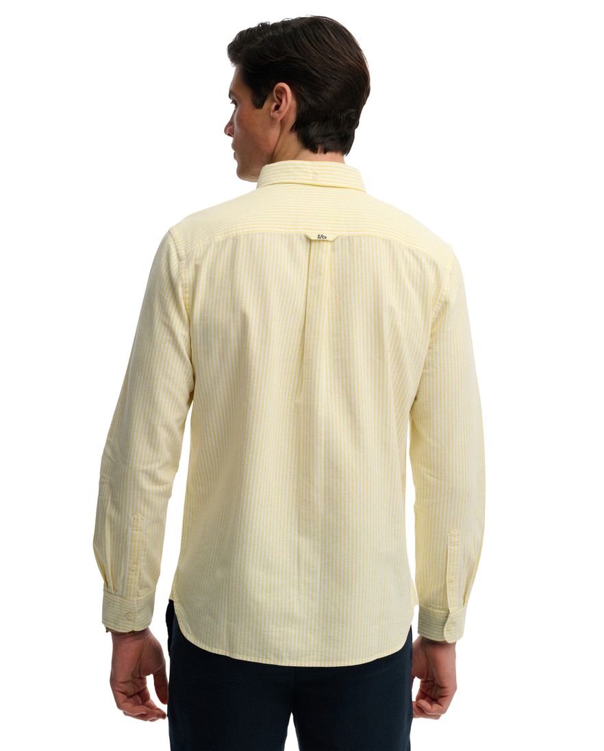 Geel overhemd gestreept slim fit Superdry