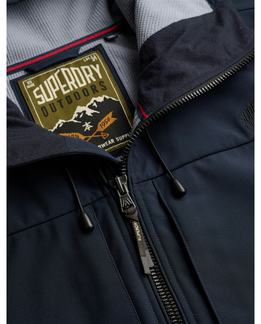 Donkerblauwe softshell jas Superdry relaxed fit