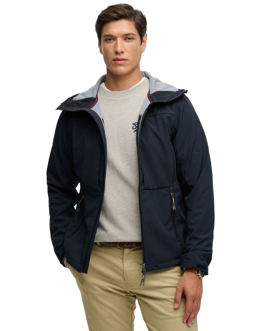 Donkerblauwe softshell jas Superdry relaxed fit