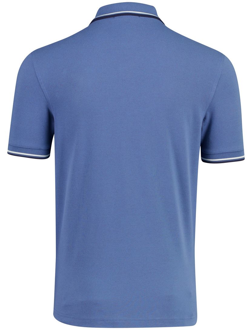 Blauw poloshirt Fred Perry omlijnde mouwen 2-knoops katoen pique
