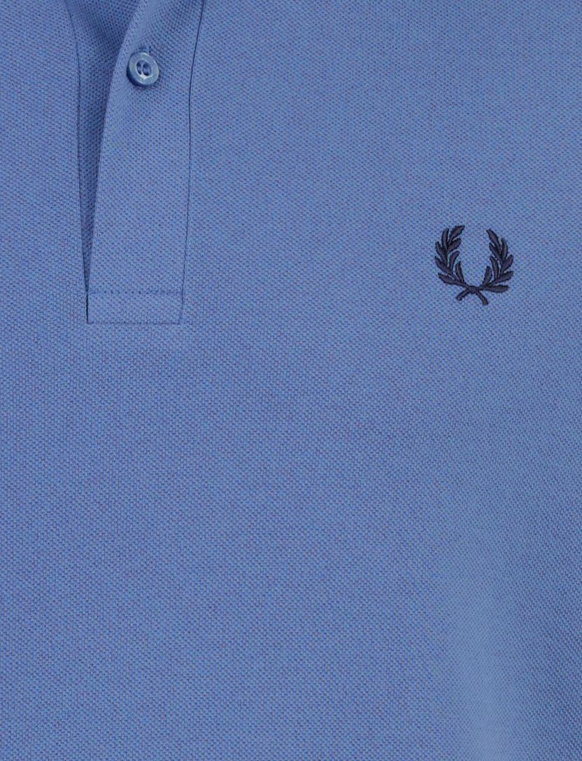 Blauw poloshirt Fred Perry omlijnde mouwen 2-knoops katoen pique