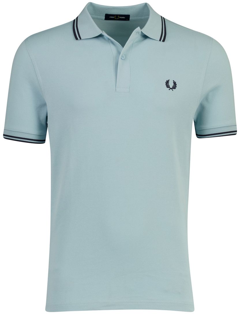 lichtblauw poloshirt Fred Perry normale fit 2-knoops katoen pique