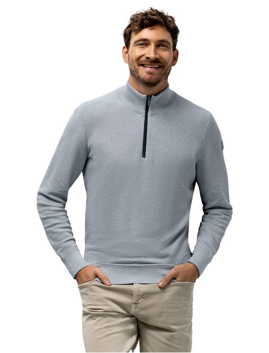 State of Art Regular fit half zip trui lichtblauw structuur