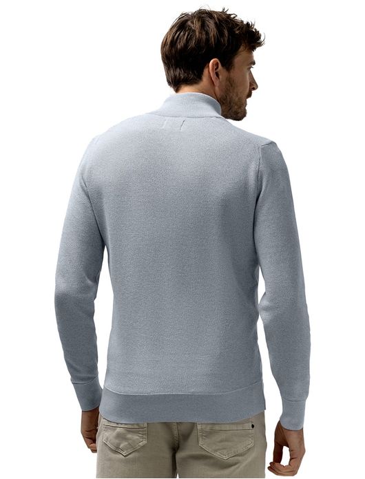 State of Art Regular fit half zip trui lichtblauw structuur