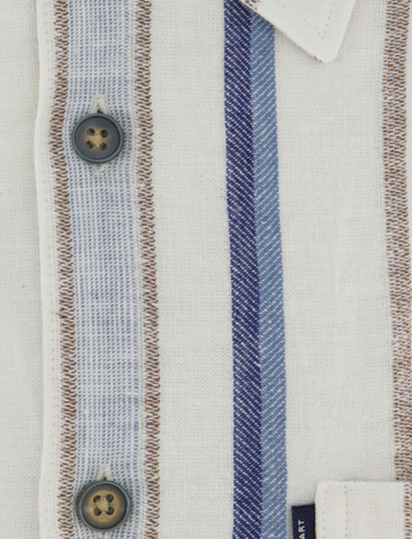 Overhemd wit met blauwe strepen State of Art Regular fit linnen