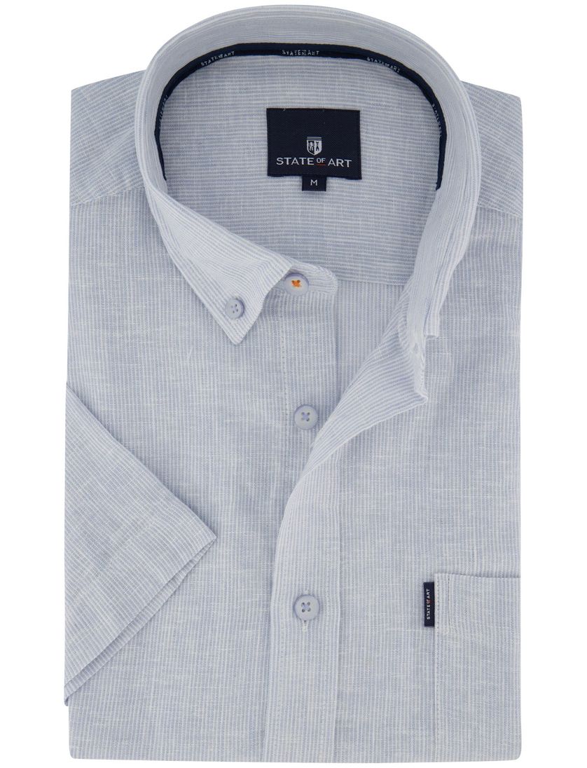 Overhemd lichtblauw gestreept State of Art linnen Regular fit