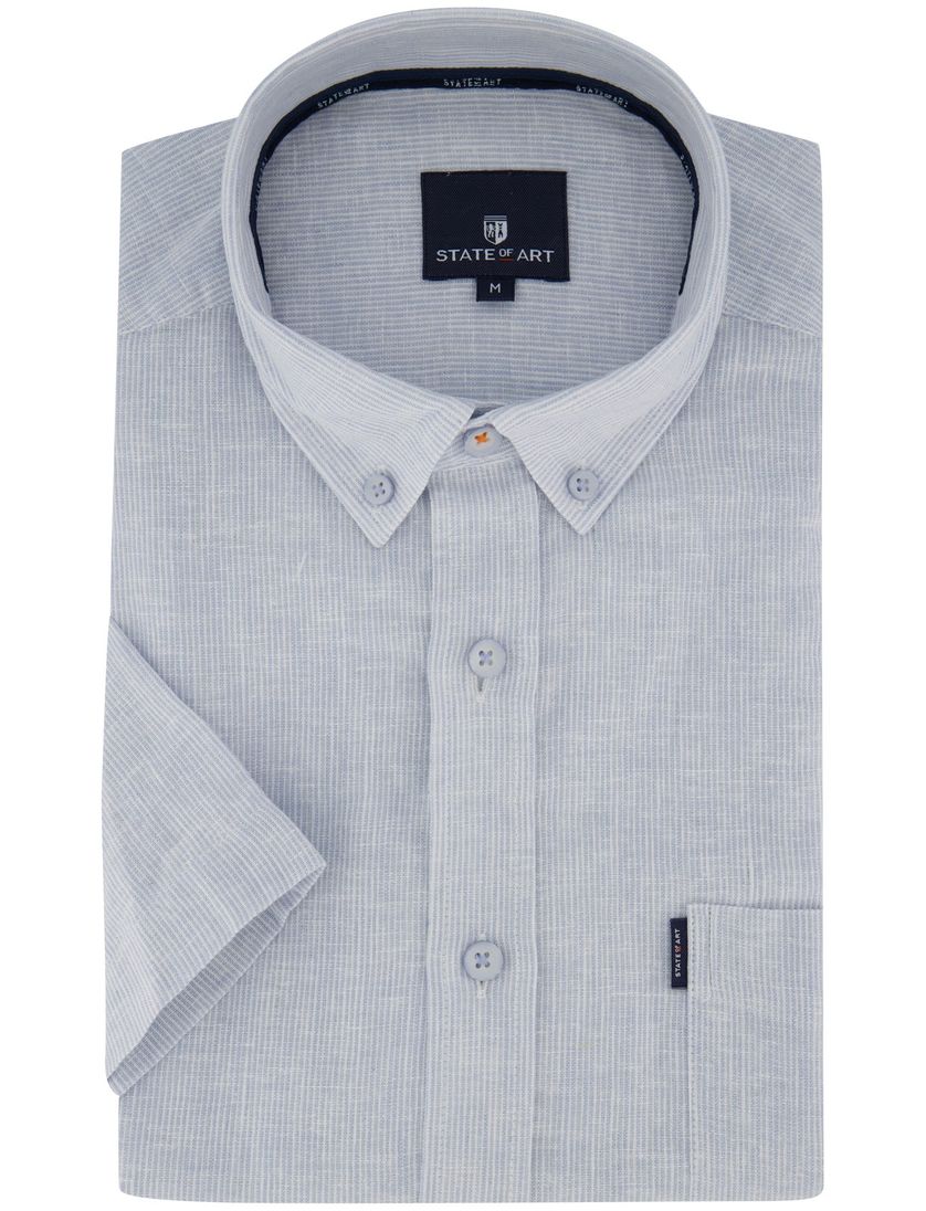 Overhemd lichtblauw gestreept State of Art linnen Regular fit