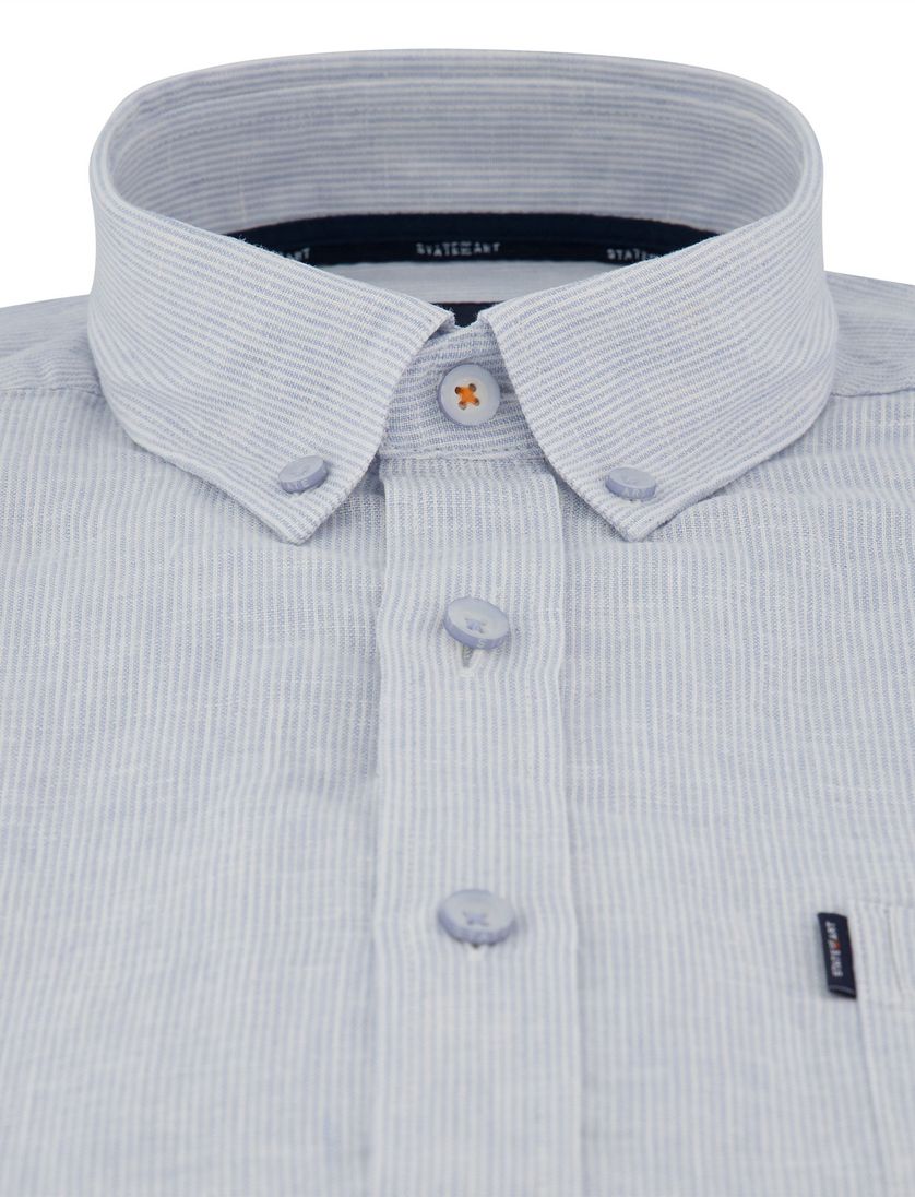 Overhemd lichtblauw gestreept State of Art linnen Regular fit