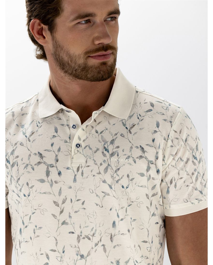 Srème polo State of Art geprint pique