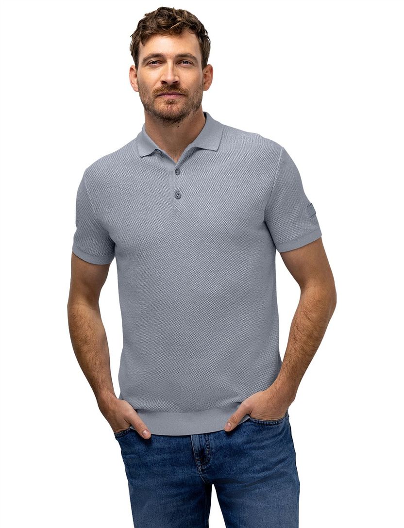 Blauw poloshirt State of Art Regular Fit korte mouw