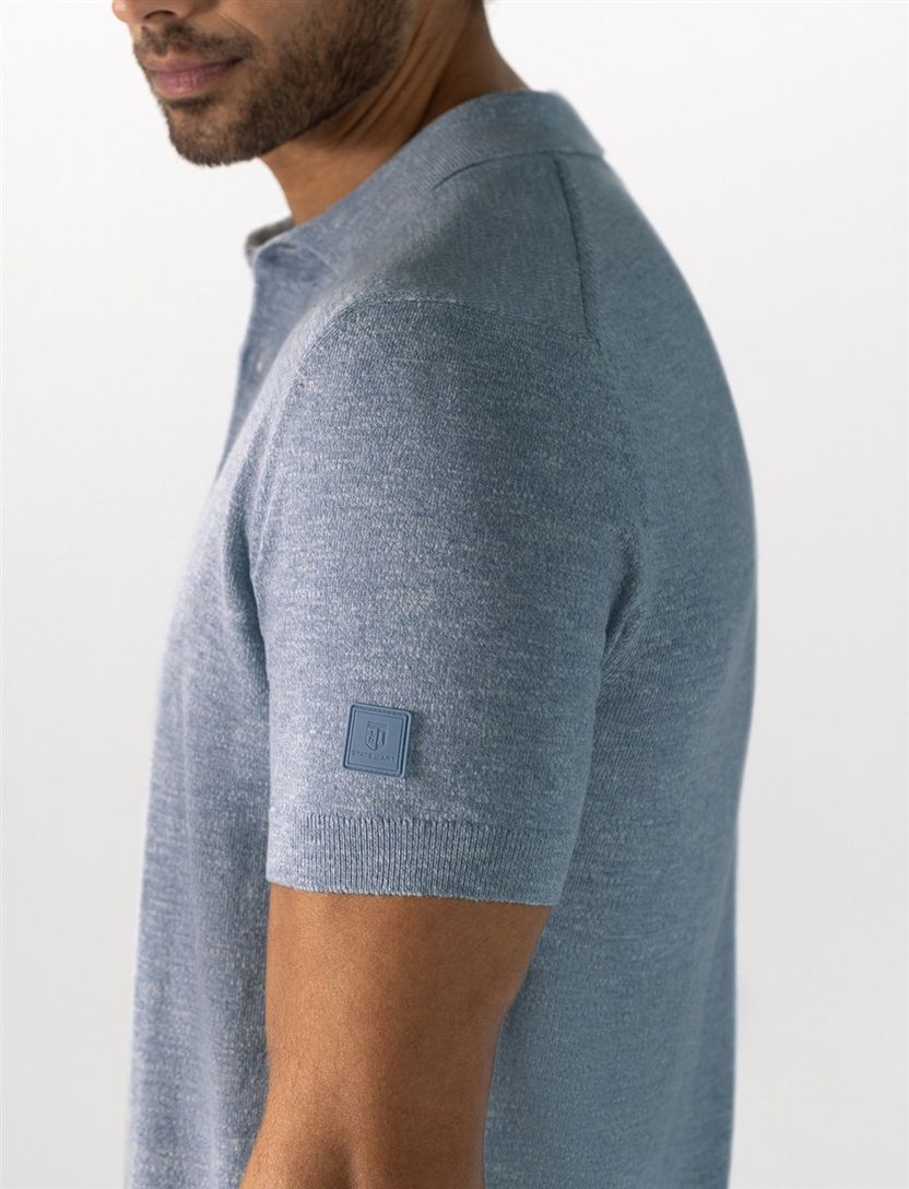 Blauw poloshirt State of Art Regular Fit linnen