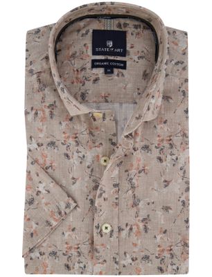 State of Art Beige overhemd State of Art regular fit overhemd korte mouw beige