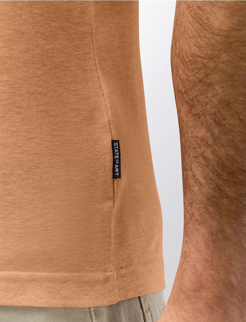 Oranje poloshirt State of Art Regular Fit structuur kraag