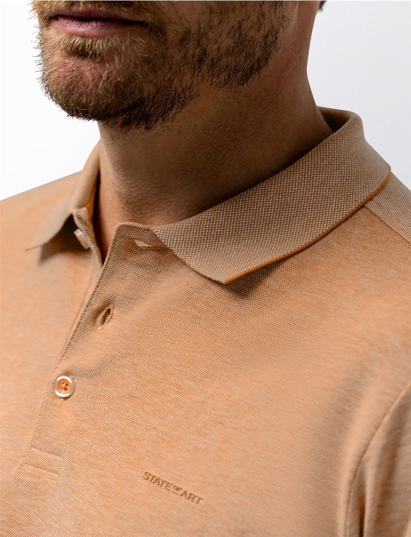 Oranje poloshirt State of Art Regular Fit structuur kraag