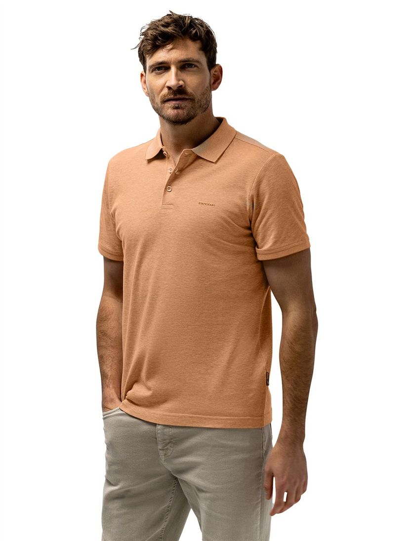 Oranje poloshirt State of Art Regular Fit structuur kraag