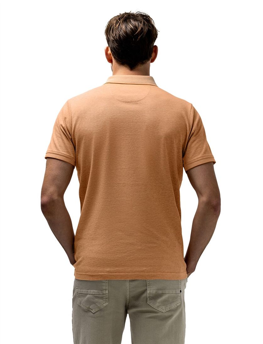 Oranje poloshirt State of Art Regular Fit structuur kraag